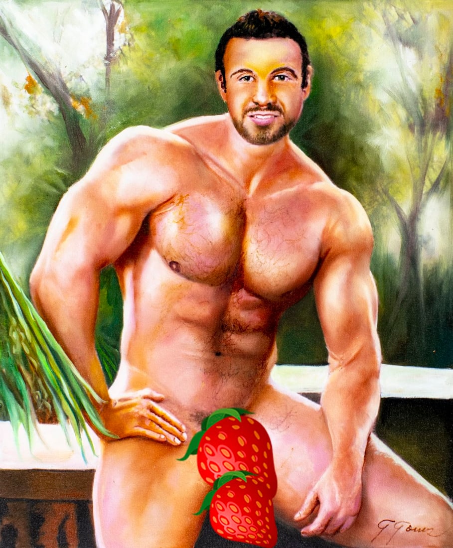 Gustavo Gomez (Colombia,FL,b 1956) oil painting: ARTIST: Gustavo Alonso Gomez (Colombian, Florida, born 1956) TITLE: Male Nude (titled on verso) MEDIUM: oil on canvas CONDITION: Unstretched (In-House stretching available).