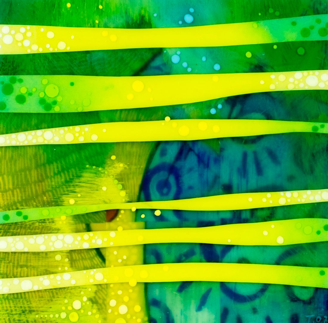 Nancy Tobin (NY,MI,b 1966) acrylic painting: ARTIST: Nancy Tobin (New York, Michigan, born 1966) TITLE: Strata II (titled on label) YEAR: 2007 MEDIUM: acrylic on board CONDITION: Some faint scratche