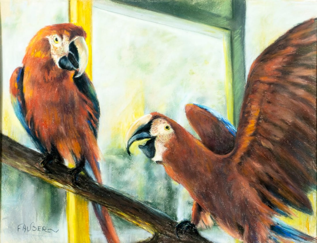 Florence Fauser (NY,mid 20C) pastel painting (1 of 13)