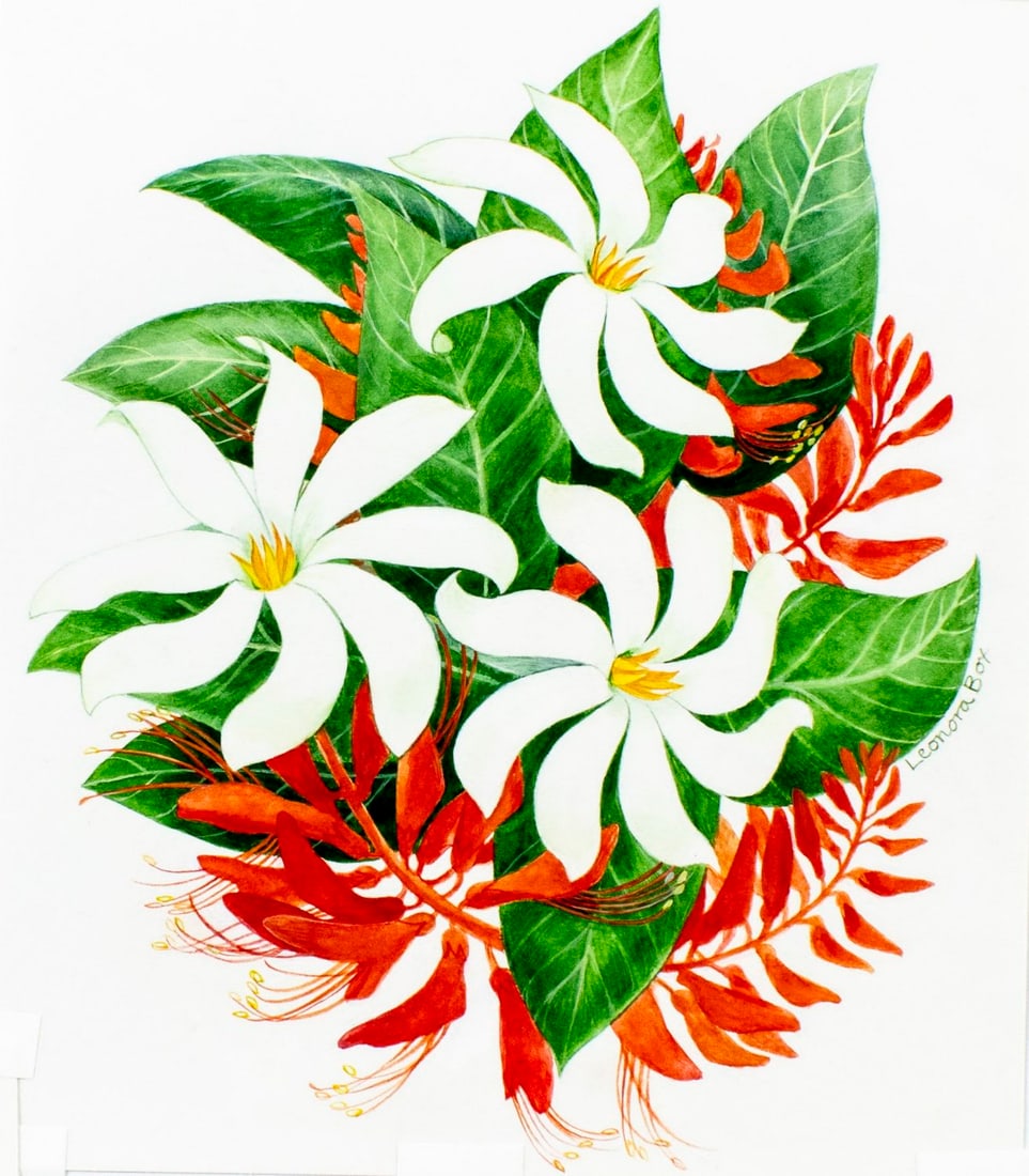 Leonora Box (UK,1936-?) watercolor painting (1 of 13)