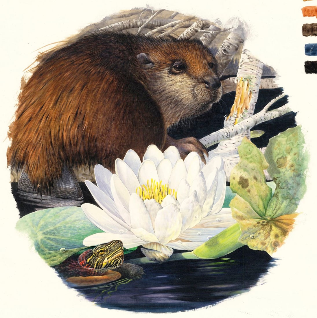 Geoff Mowery (Ohio,1945-?) gouache painting (1 of 12)