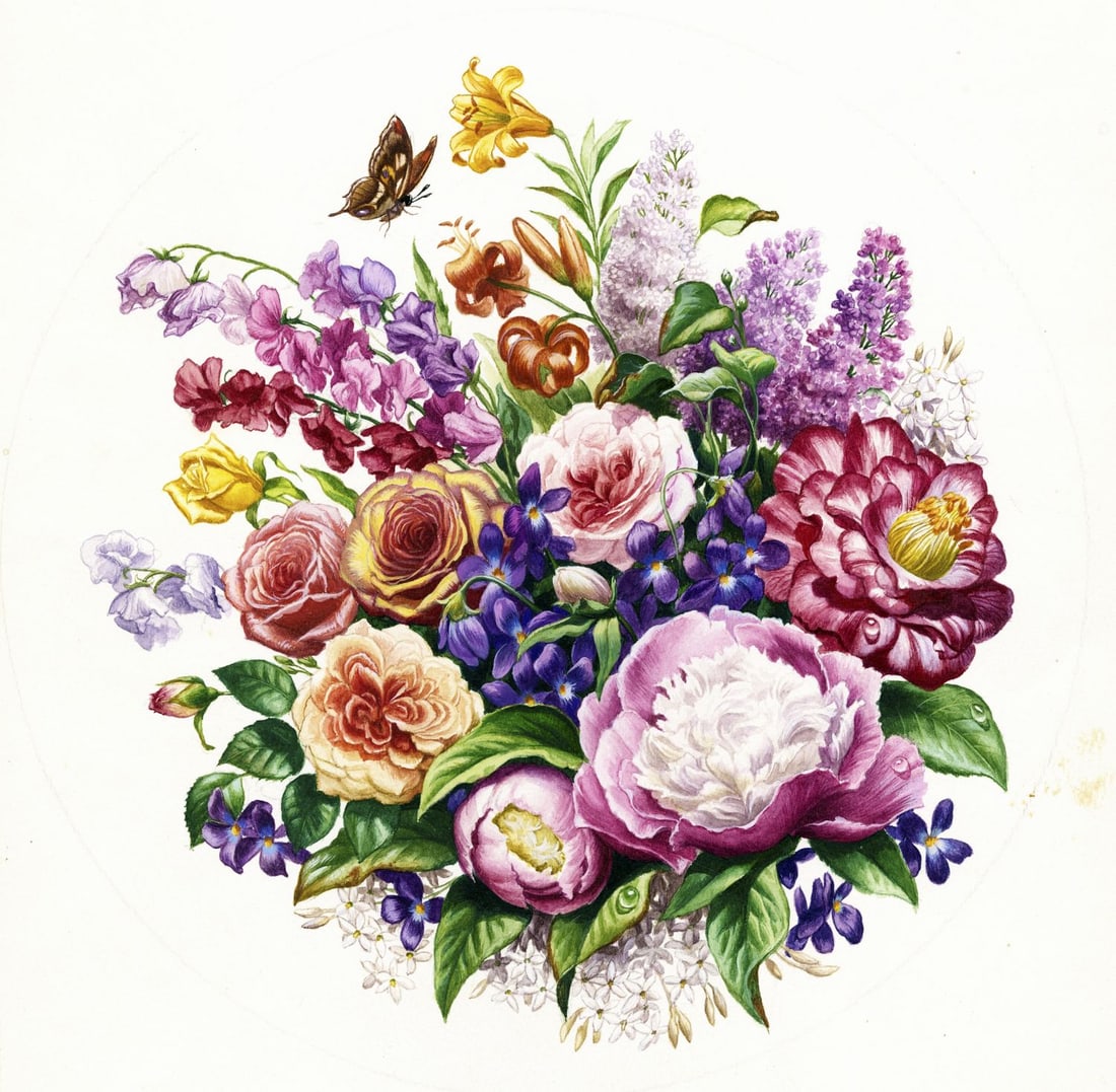 Vintage 20C watercolor painting (1 of 10)