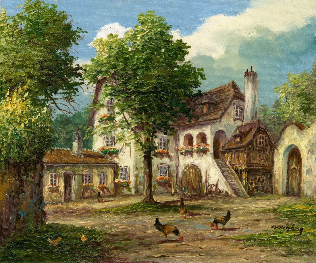M Schony (German,1913-?) oil painting (1 of 13)