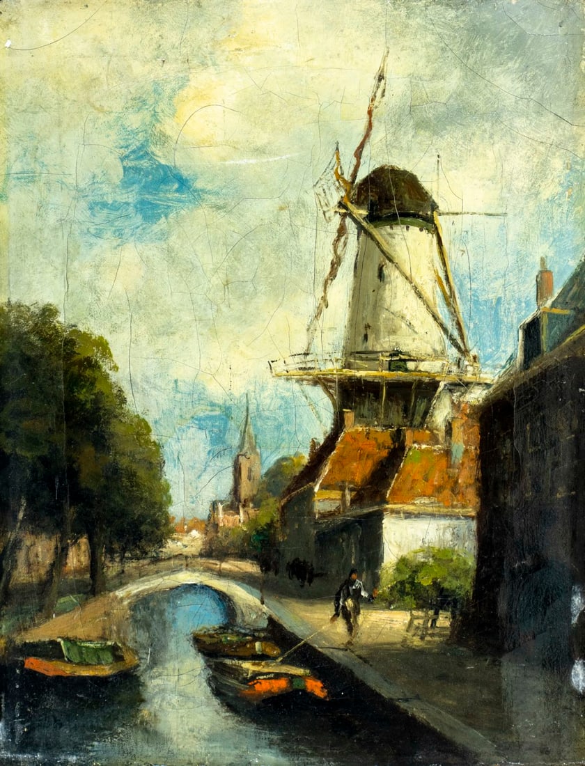 Antique 19C European oil painting (1 of 12)