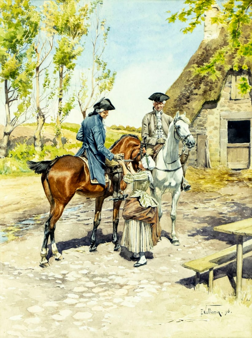 Ernest John Alexis Vulliemin (Swiss,1862-1902) watercolor painting antique (1 of 13)