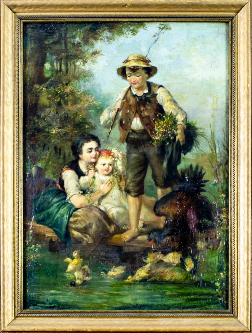 Antique 19C European oil painting - 3