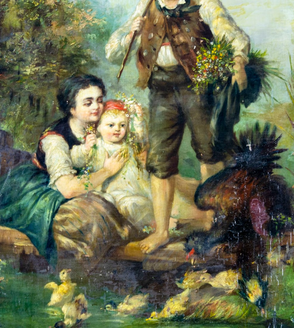 Antique 19C European oil painting - 5