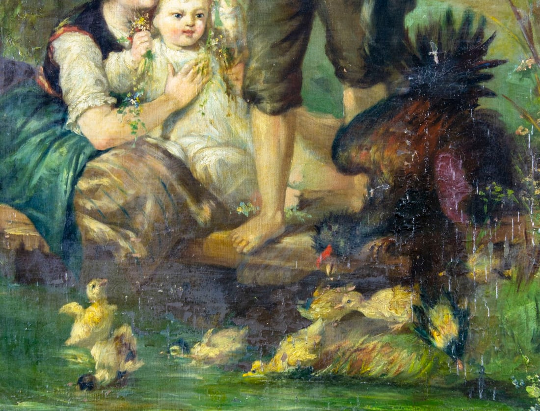 Antique 19C European oil painting - 6