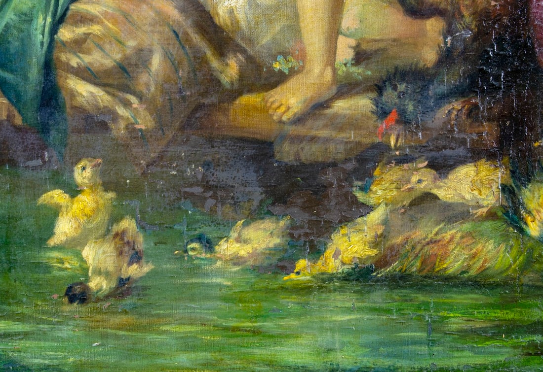 Antique 19C European oil painting - 7