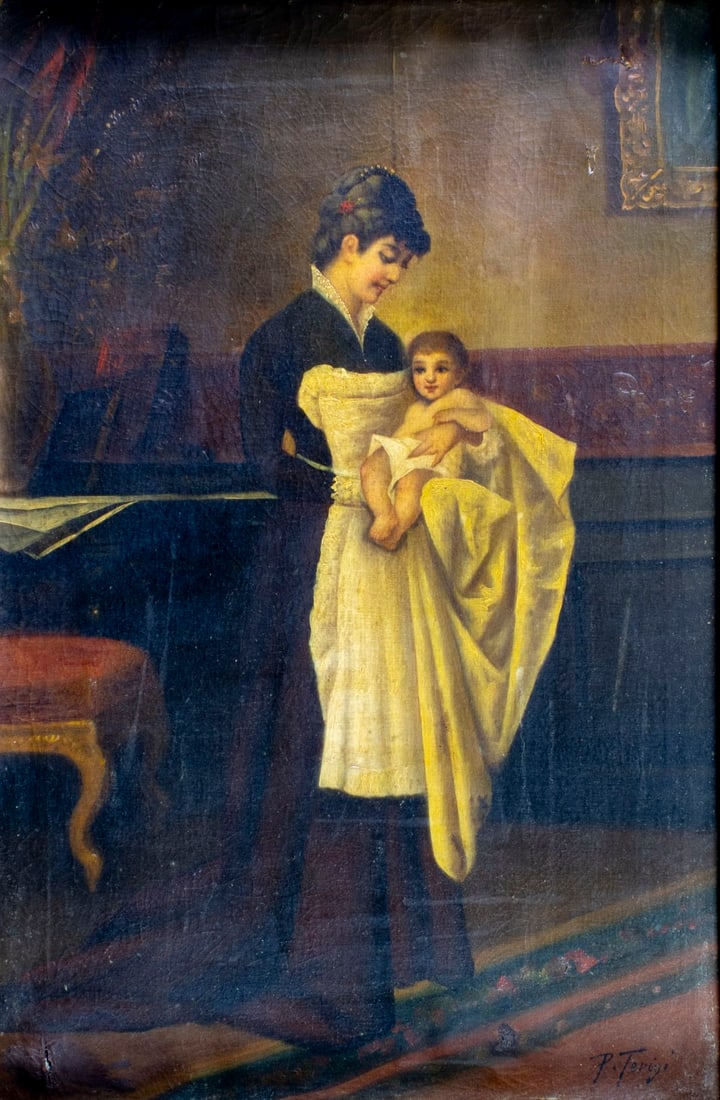 P Terigi (Italy,19C) oil painting antique (1 of 14)