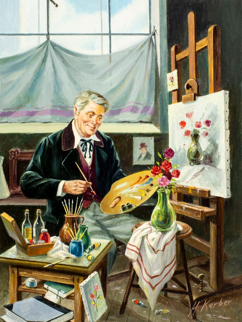 Hans Kerber (Austria,1920-?) oil painting (1 of 13)