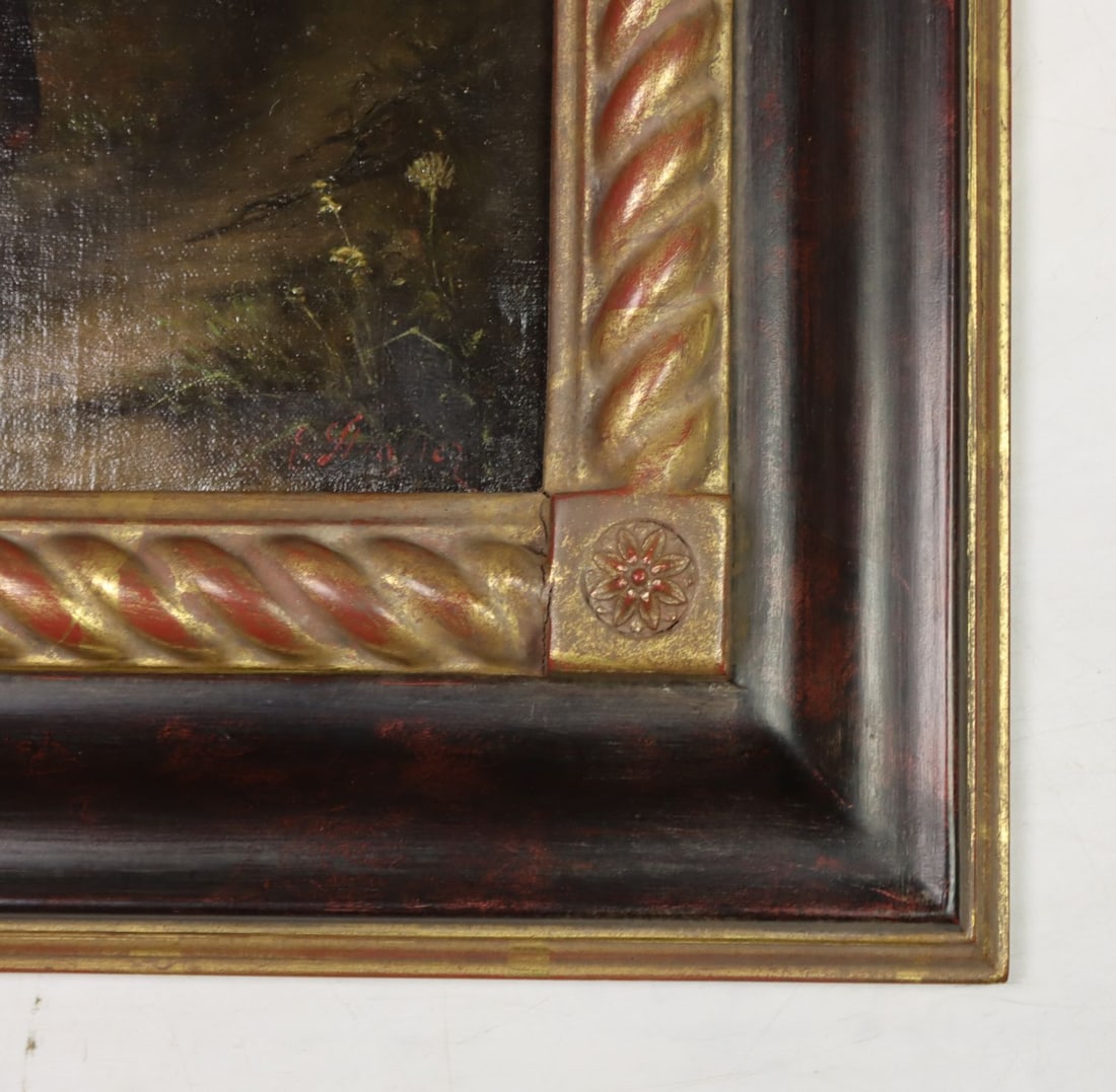 Antique 19C German oil painting signed - 10