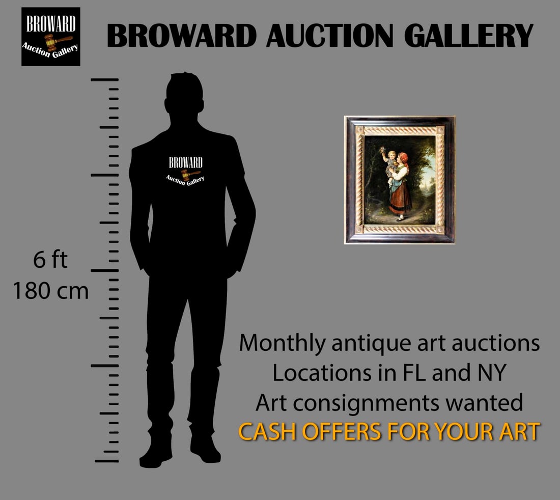 Antique 19C German oil painting signed - 2