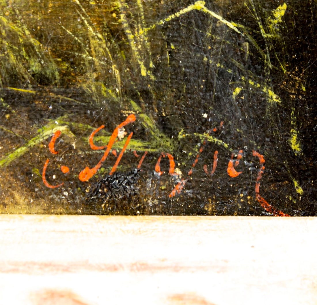 Antique 19C German oil painting signed - 4