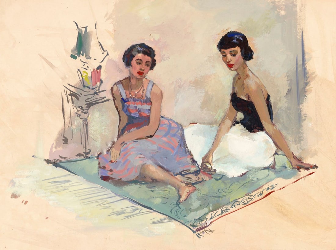 Charles Yeiser (NY,1925-2005) gouache painting (1 of 11)