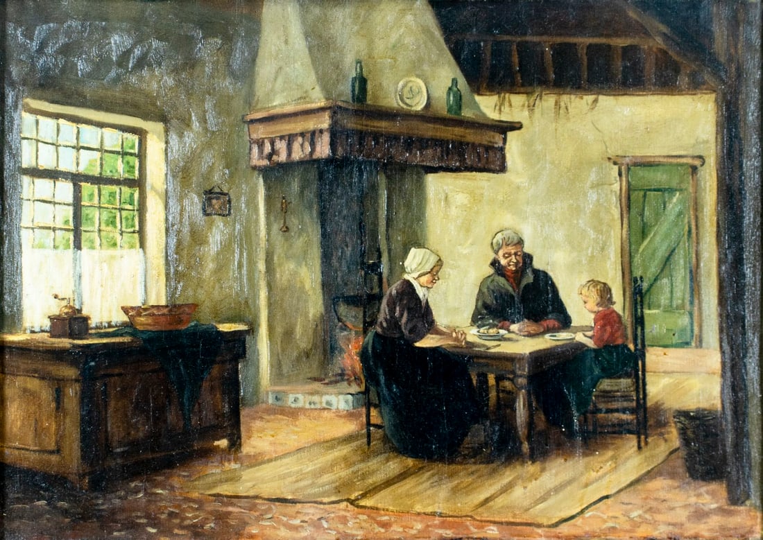 Antique early 20C European oil painting (1 of 12)