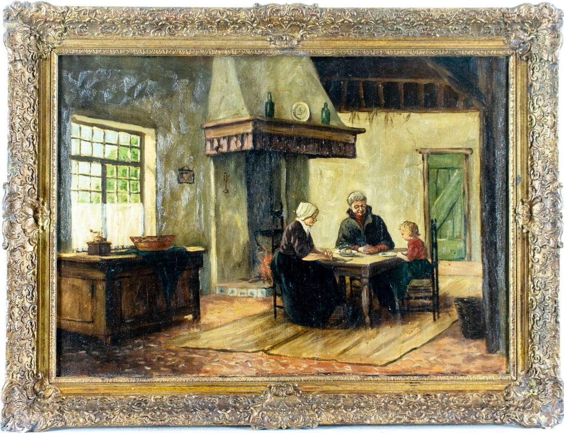 Antique early 20C European oil painting - 3