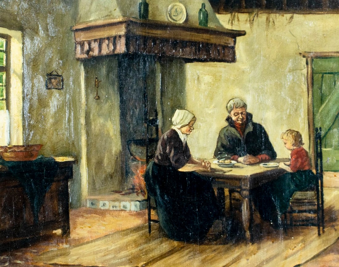 Antique early 20C European oil painting - 4