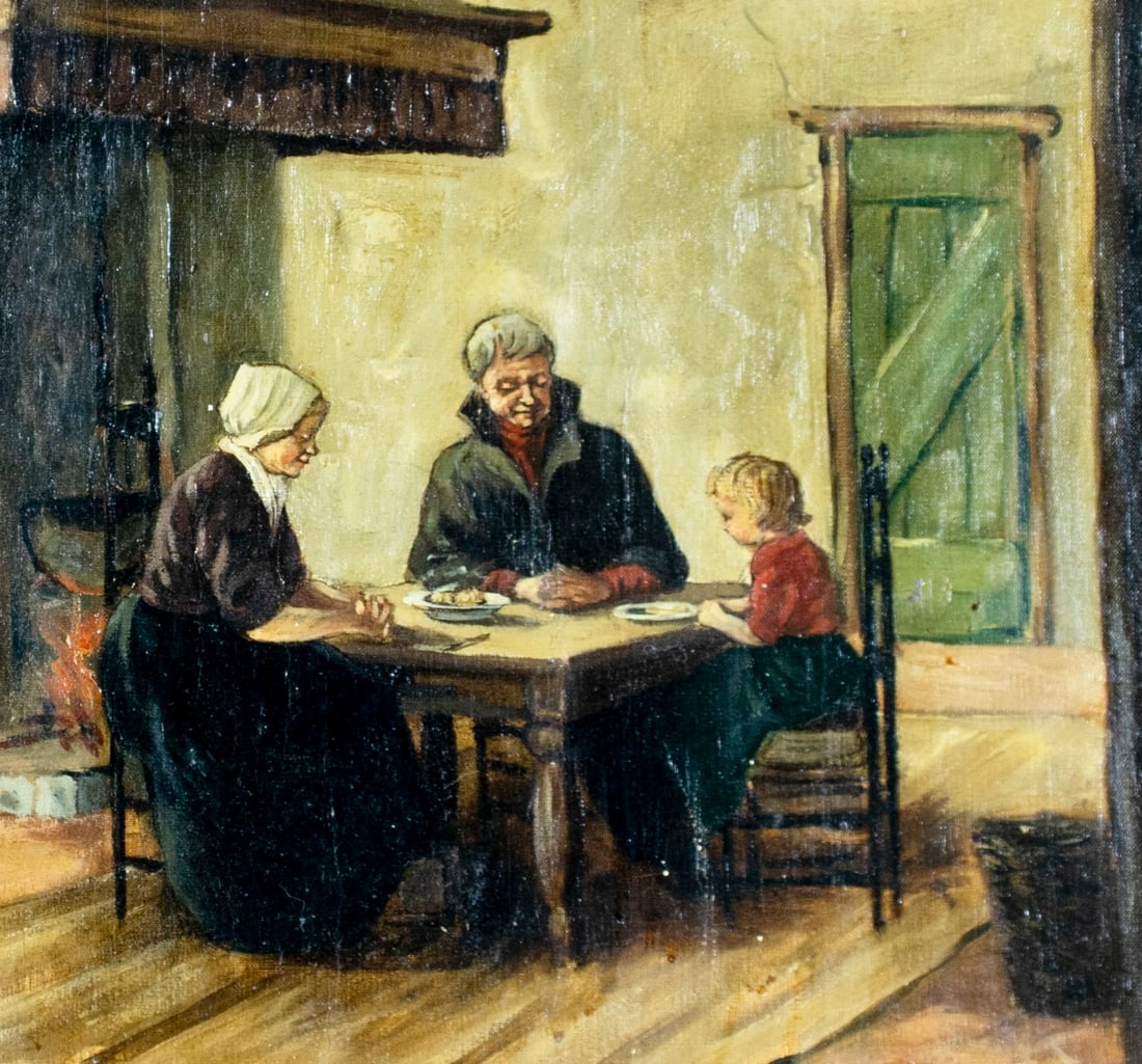 Antique early 20C European oil painting - 6