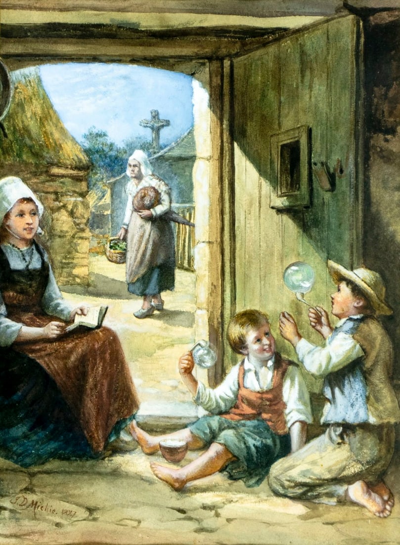 John D Michie (UK,1828-1893) watercolor painting antique (1 of 13)