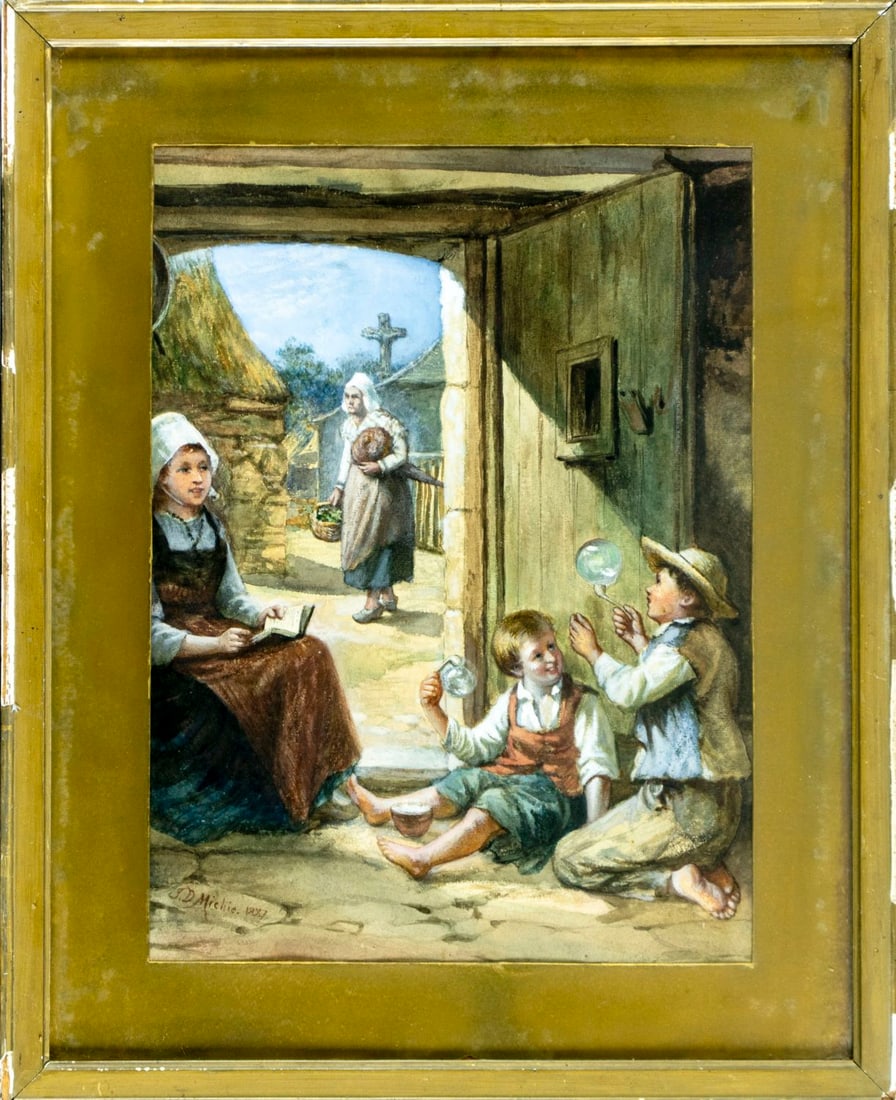 John D Michie (UK,1828-1893) watercolor painting antique - 3