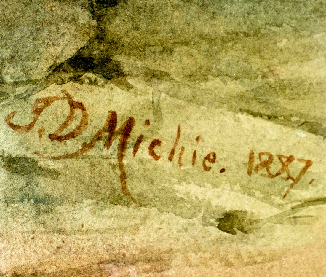 John D Michie (UK,1828-1893) watercolor painting antique - 4