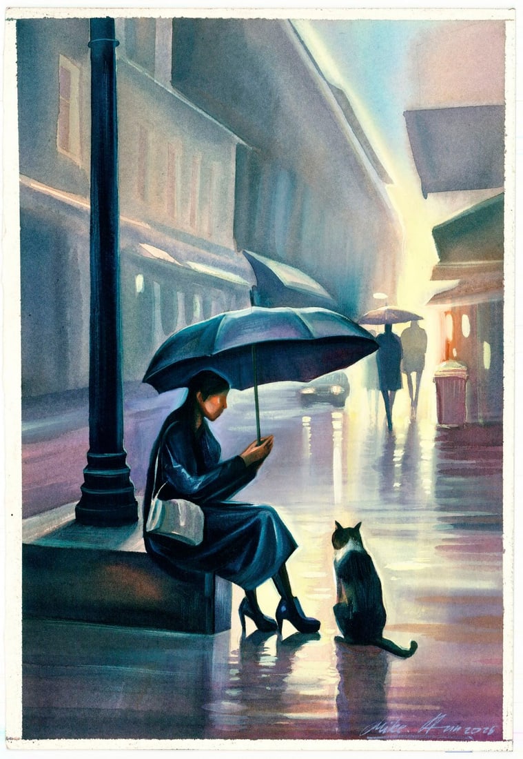 Mikhaylo Dmytriv (Ukraine,b 1997) watercolor painting - 3