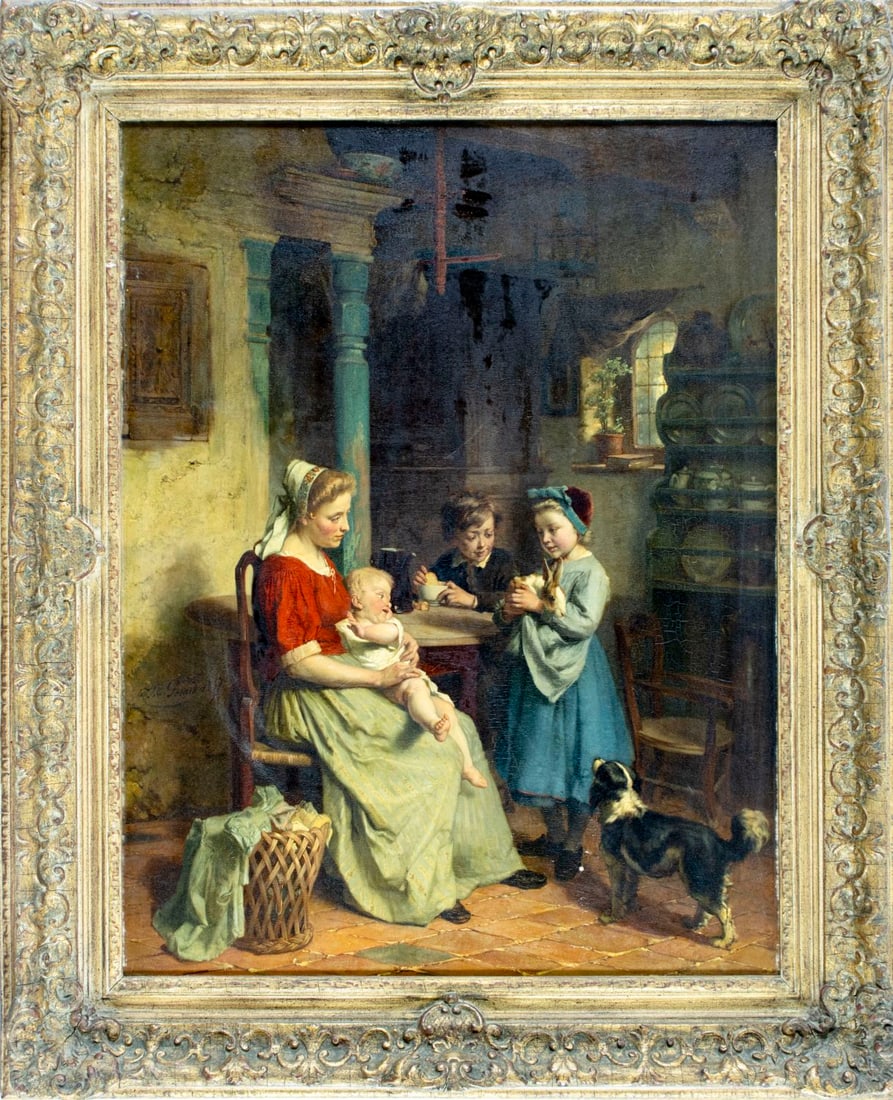 Theodore Gerard (Belgium,France,1829-1895) oil painting antique - 3