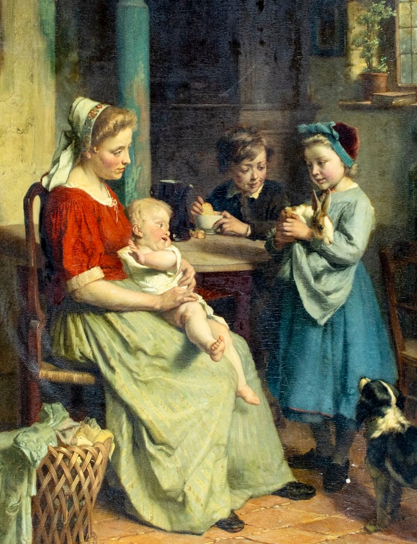 Theodore Gerard (Belgium,France,1829-1895) oil painting antique - 5