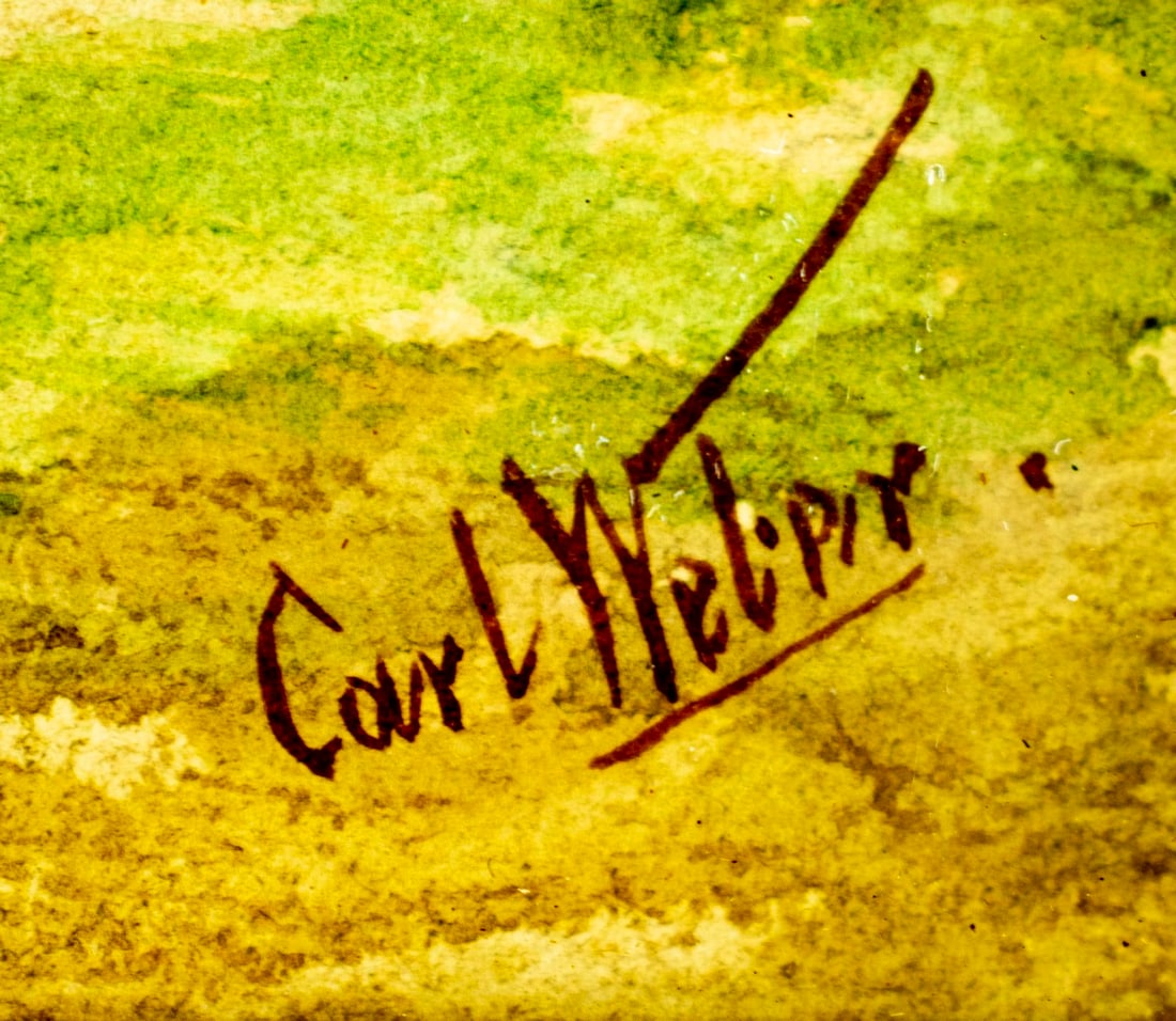 Carl Weber (PA,German,1850-1921) watercolor painting antique - 4