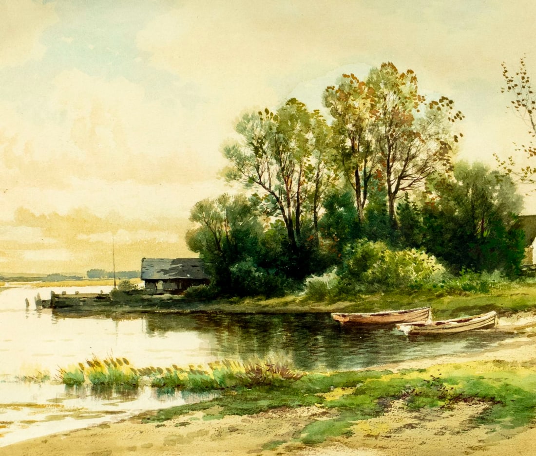 Carl Weber (PA,German,1850-1921) watercolor painting antique - 5