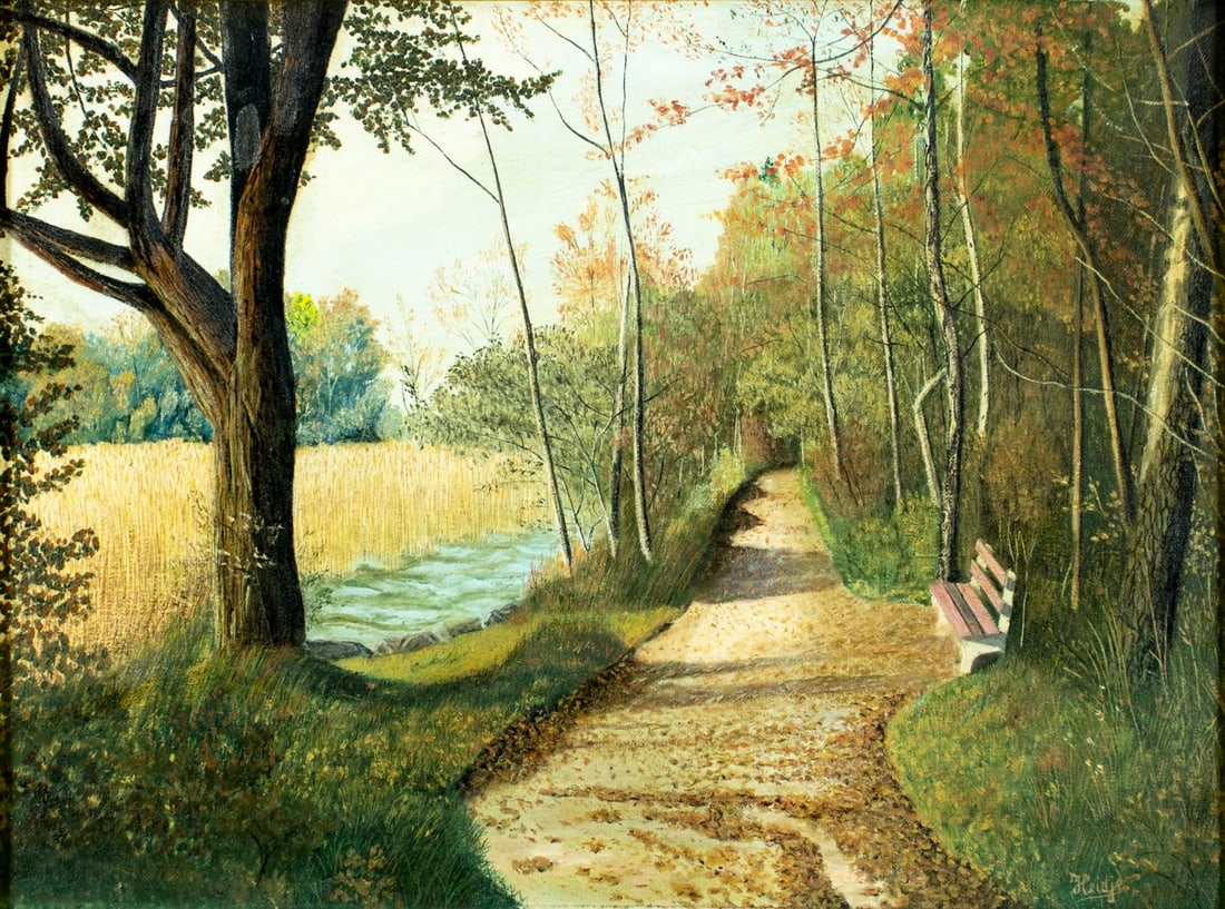 Antique early 20C Danish oil painting signed (1 of 12)