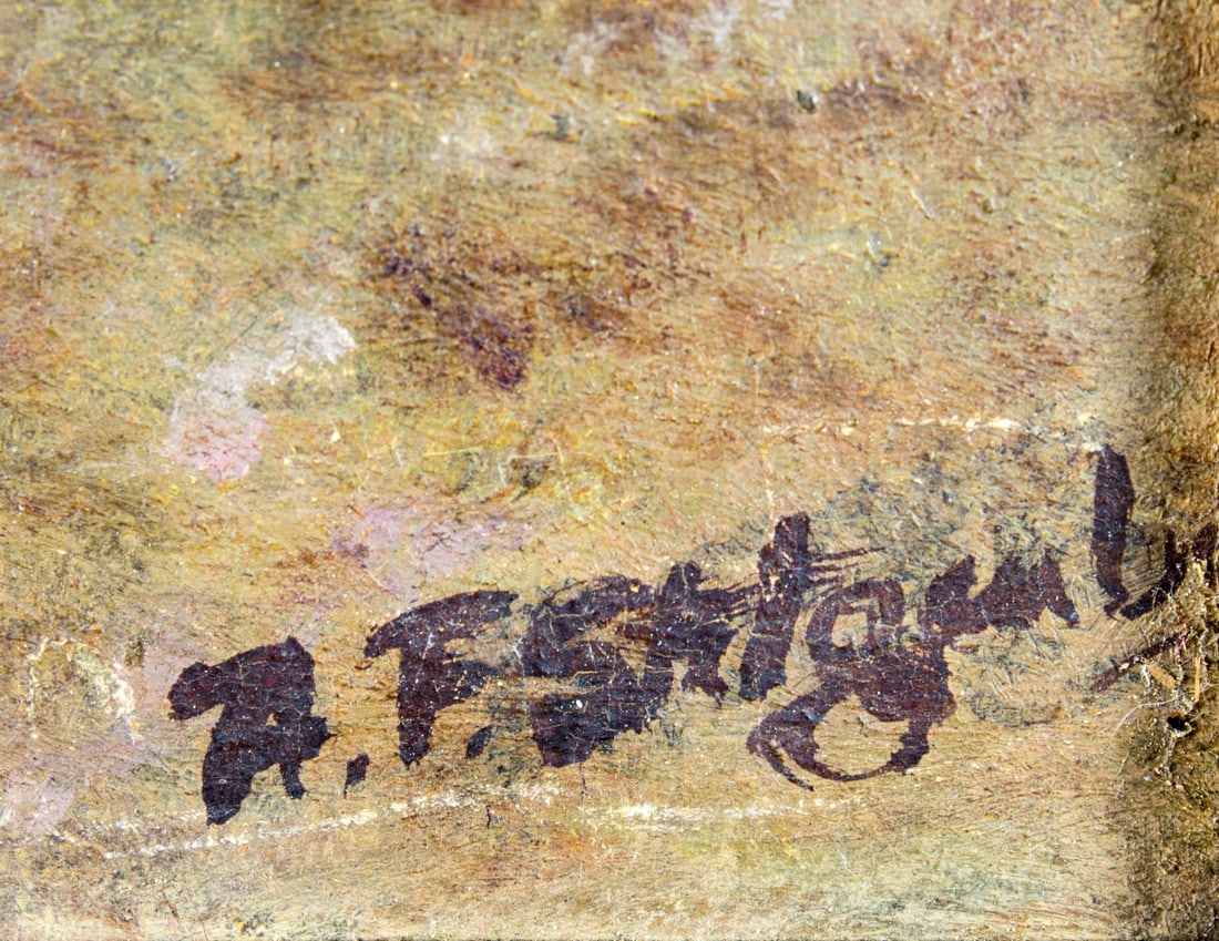 Antique 19C American oil painting - 4