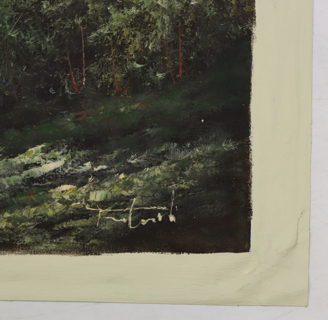 Vintage 20C European oil painting signed - 10