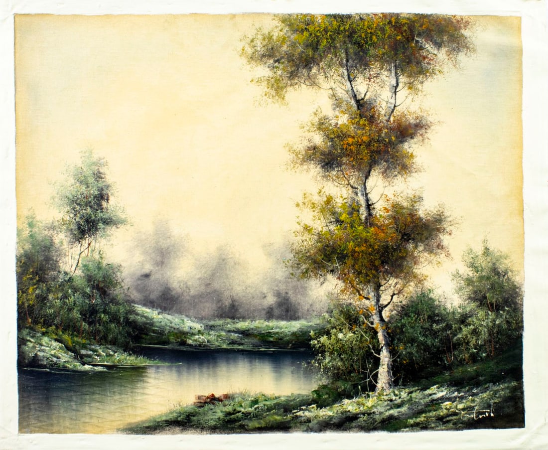 Vintage 20C European oil painting signed - 3