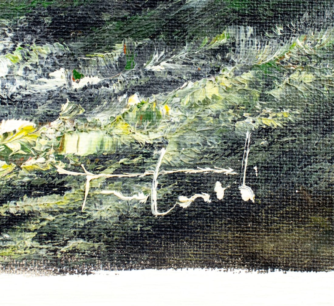 Vintage 20C European oil painting signed - 4