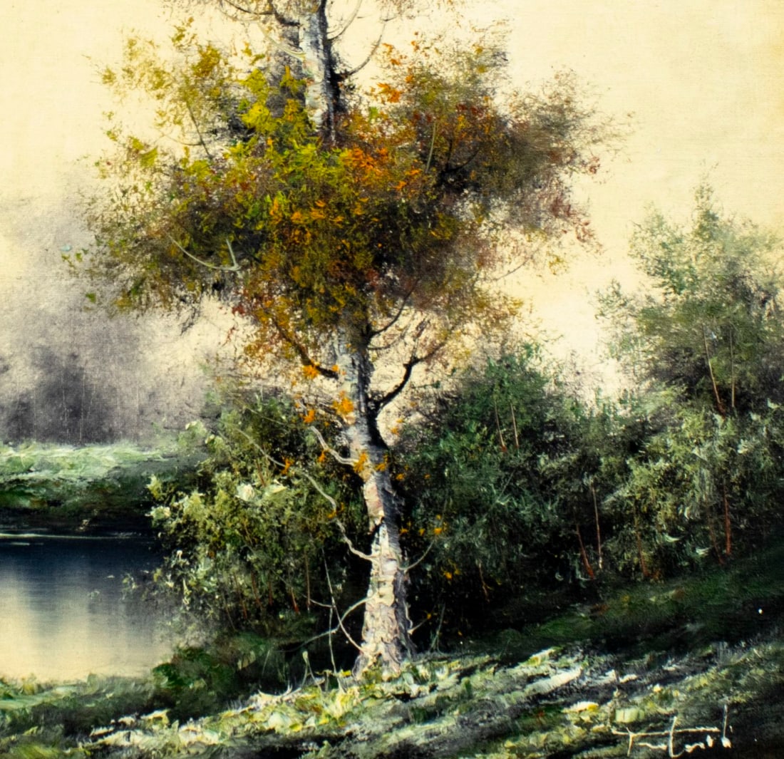 Vintage 20C European oil painting signed - 7