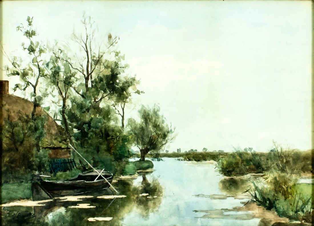 Victor Bauffe (Dutch,1849-1921) watercolor painting antique (1 of 12)