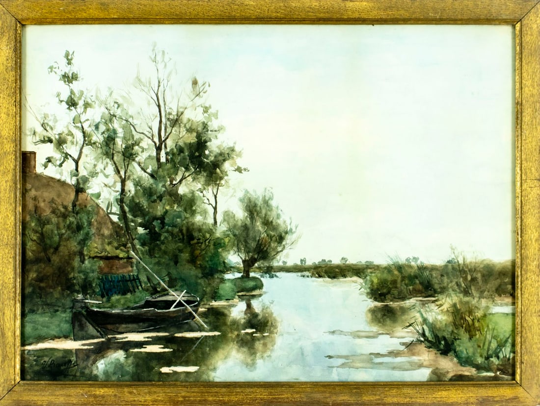 Victor Bauffe (Dutch,1849-1921) watercolor painting antique - 3