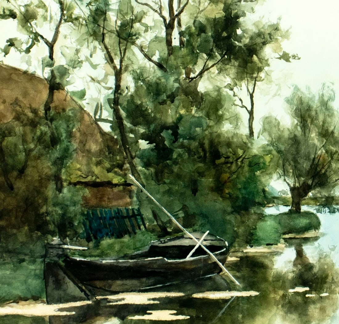 Victor Bauffe (Dutch,1849-1921) watercolor painting antique - 6