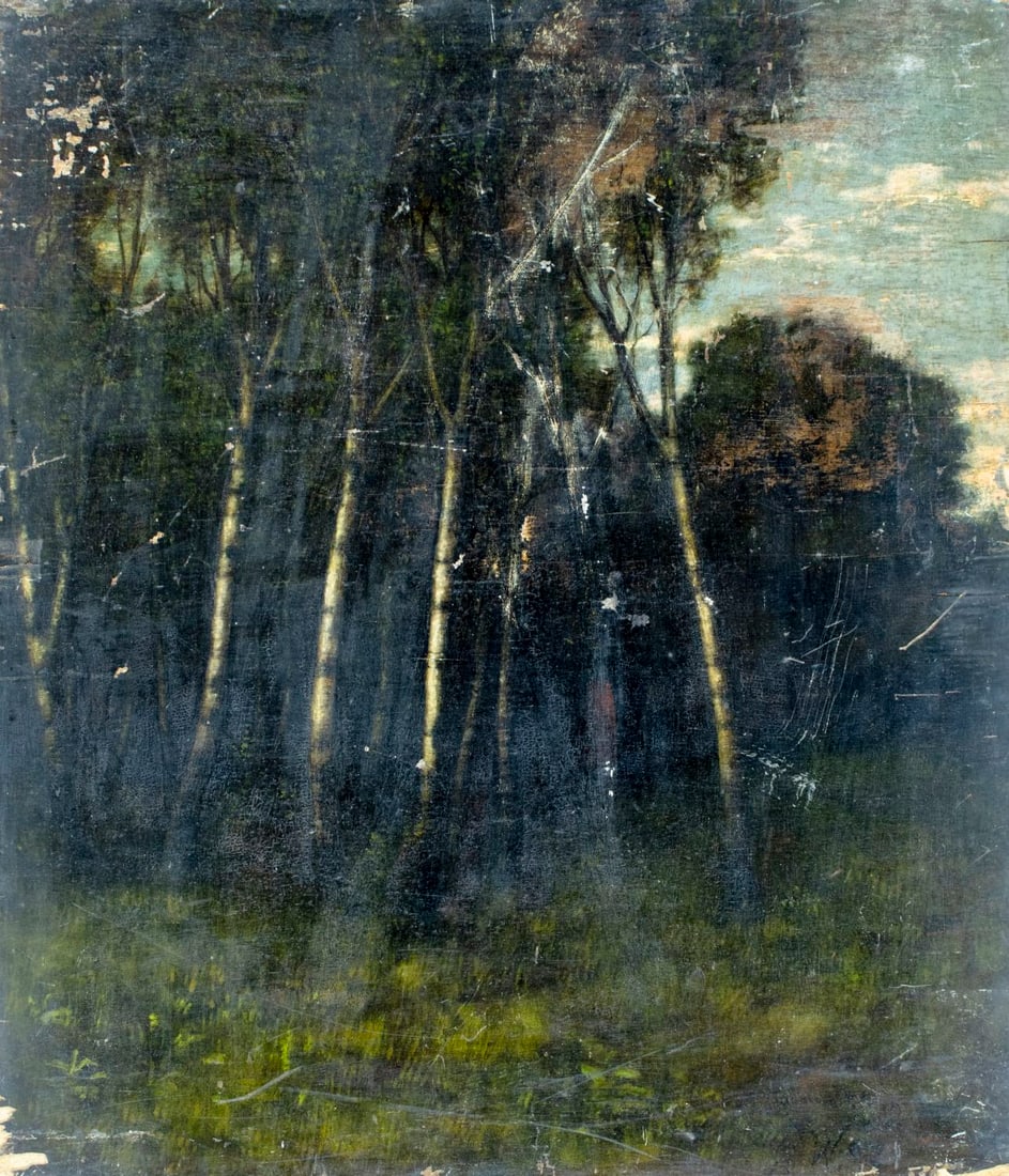 Antique 19C American oil painting signed (1 of 15)