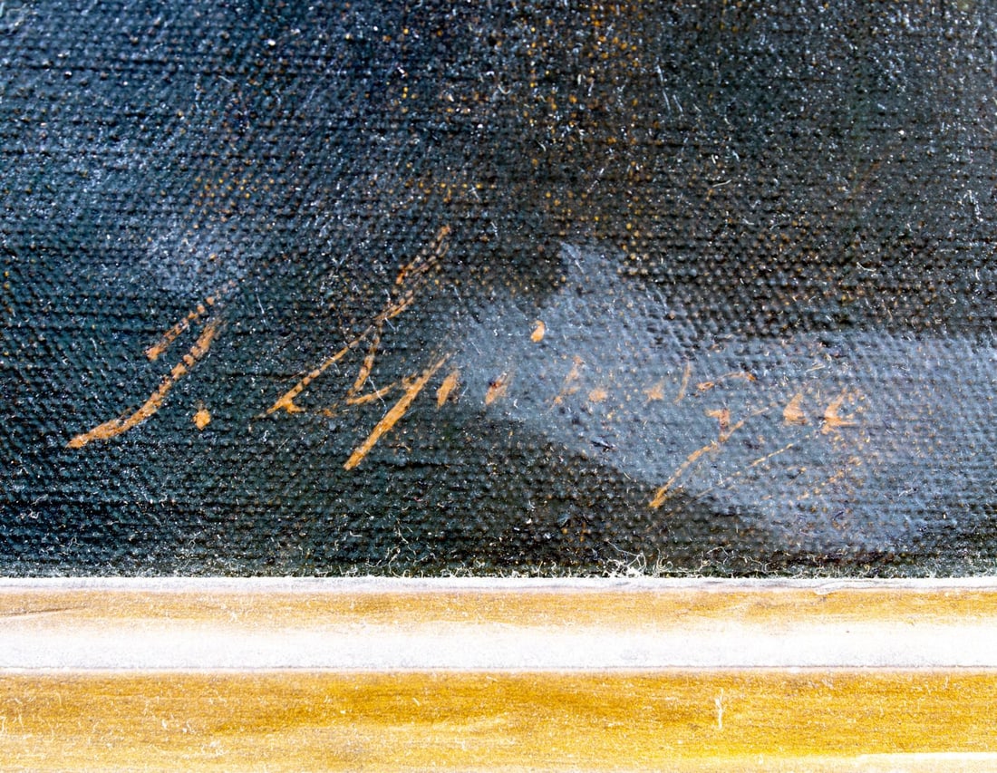 Vintage 20C German oil painting signed - 4