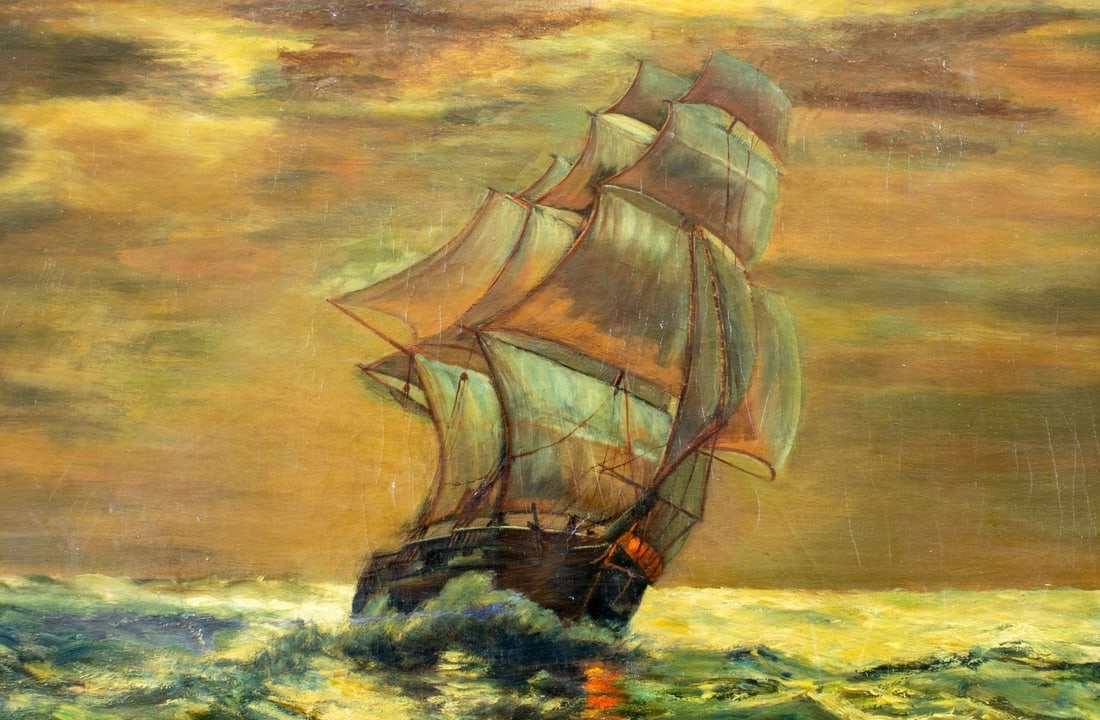 Antique 19C American oil painting - 4