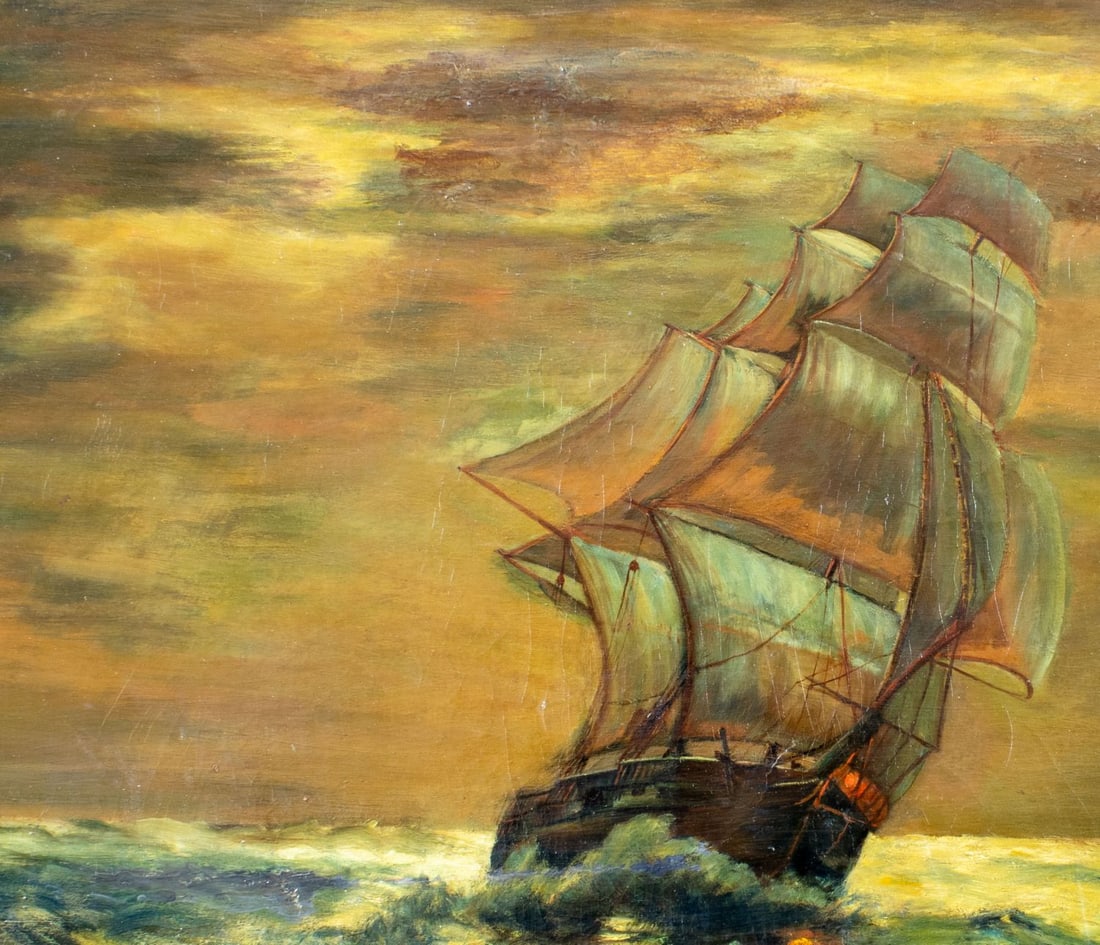 Antique 19C American oil painting - 5