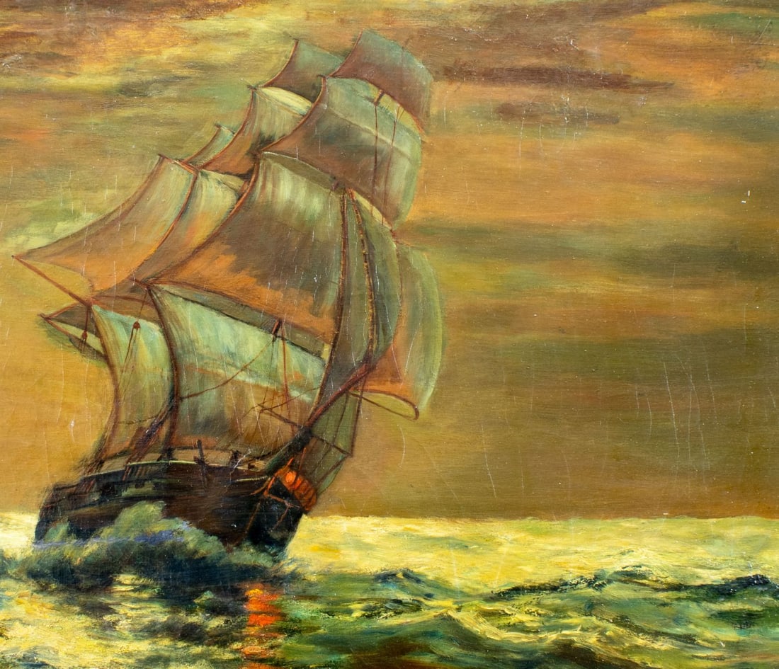 Antique 19C American oil painting - 6