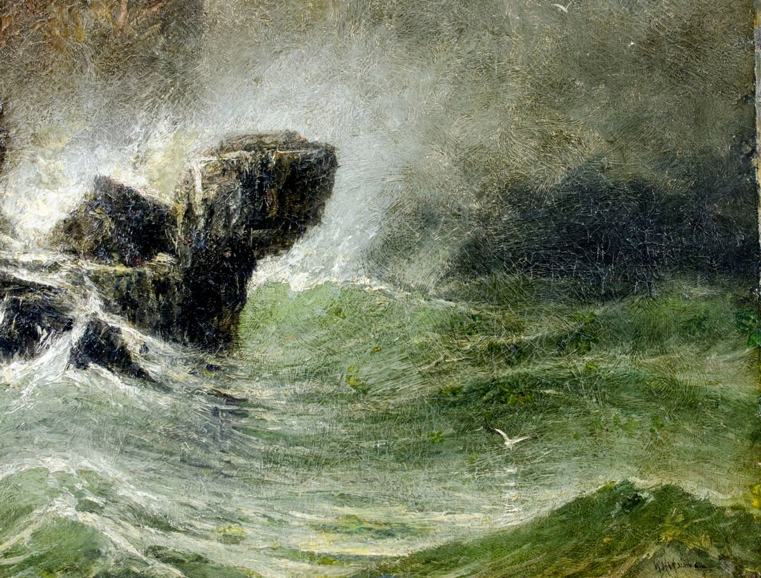 William Weisman (MA,PA,NH,1840-1922) oil painting antique - 5