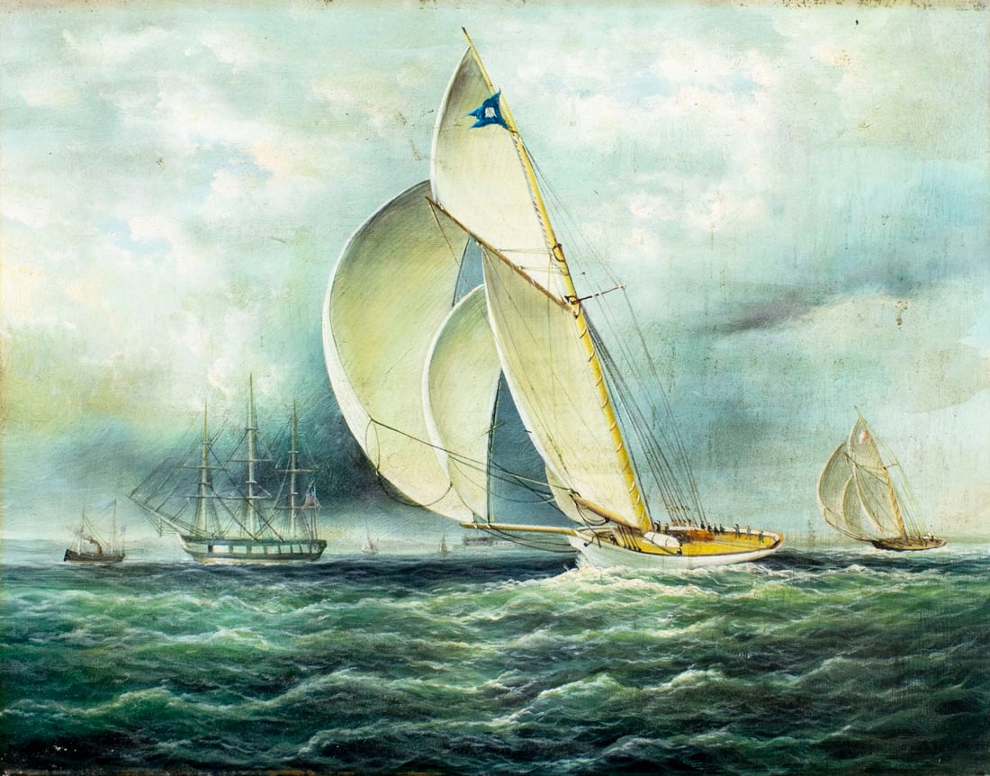 Antique early 20C American oil painting (1 of 12)