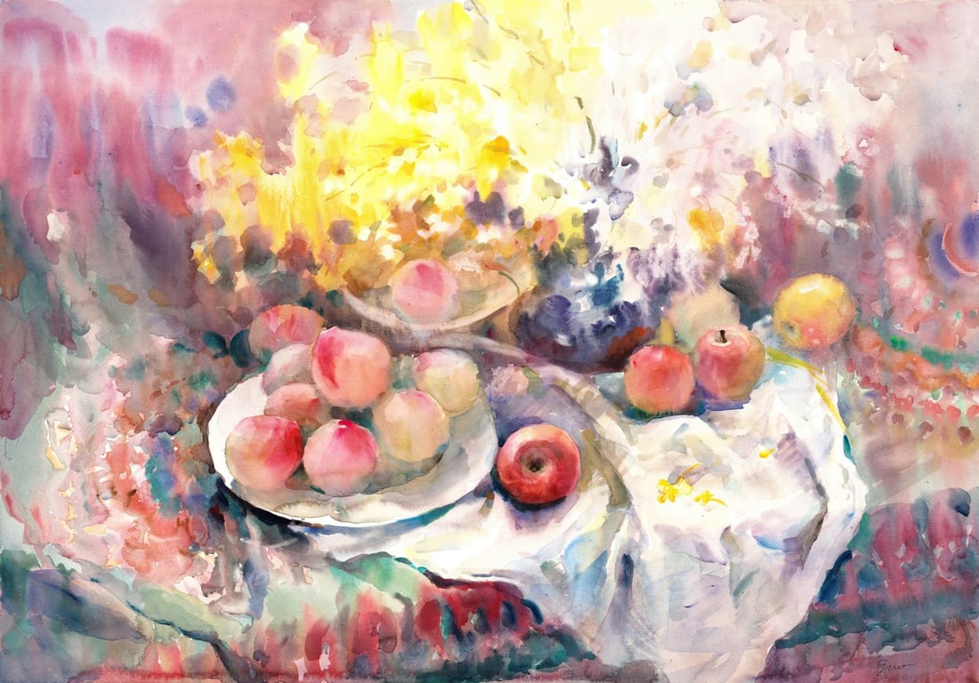 Guo (China,20C) watercolor painting (1 of 10)