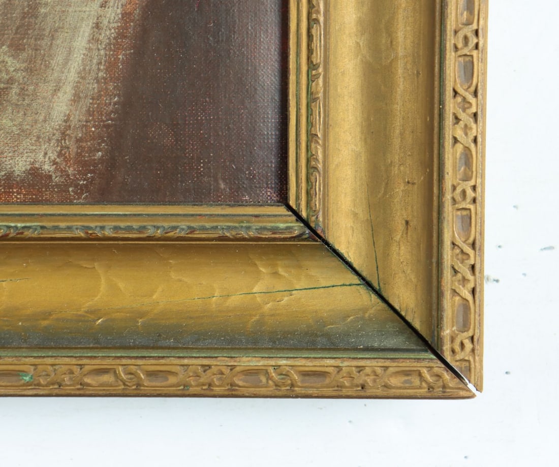 Antique 19C French oil painting - 9