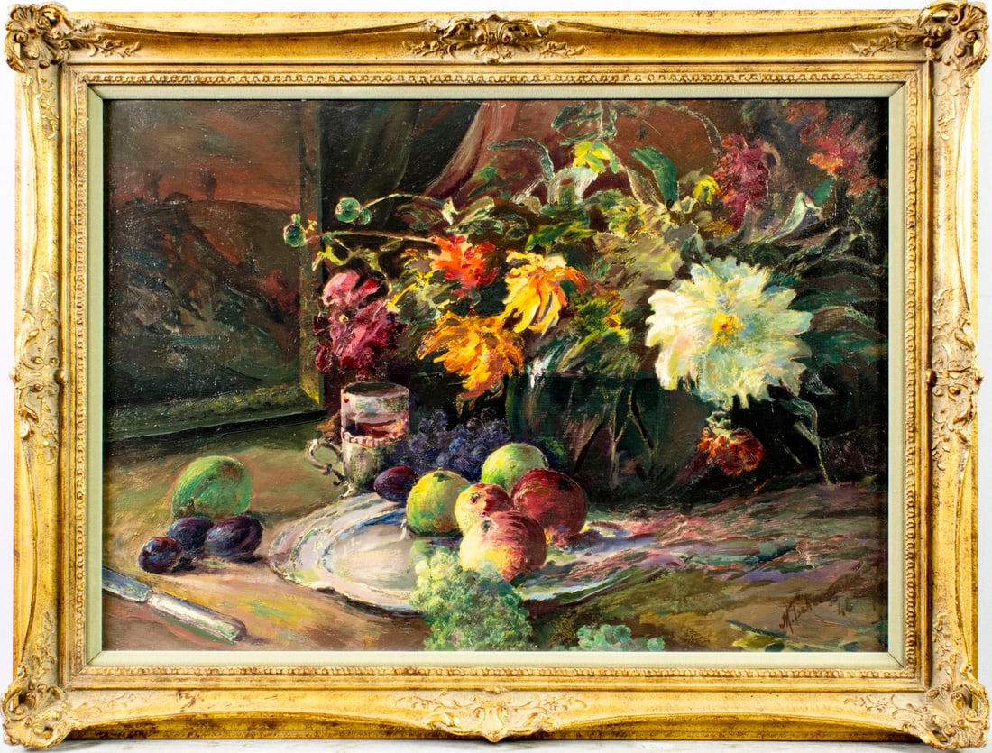 Vintage mid 20C European oil painting signed - 3